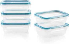 Total Solution 10-Pc Plastic Food Storage Containers Set with Lids, 3-Cup Rectan
