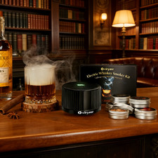 Electric Whiskey Smoker Kit with 6 Flavors Wood Chips for Drinks,Bourbon Outdoor