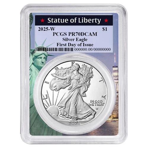 2025-W $1 1-oz Proof American Silver Eagle PCGS PR70DCAM FDOI Statue of Liberty