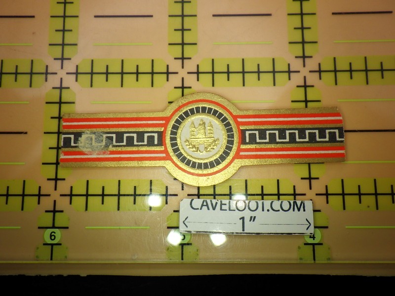 Vintage Cigar Band Ephemera Gold Embossed Castle Crest Geometric Greek Key Art