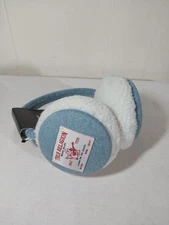 TRUE RELIGION Logo Patch Earmuffs NWT Light Blue Denim Patch