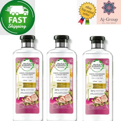 3 x Herbal Essences White Strawberry & Sweet Mint Helps Hair Shine Shampoo 40...