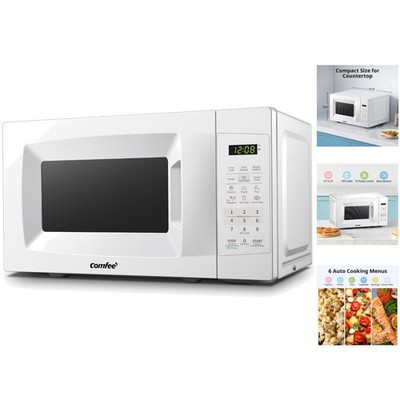 Pearl White 700W Countertop Microwave Oven with Child Lock & One-Touch Cooking