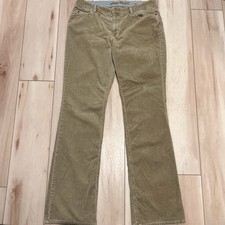 Eddie Bauer Khaki Vintage Y2K Flared Corduroy 5-Pocket Pants Women s Sz 12