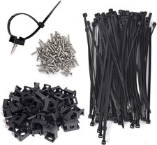 Cable Zip Tie Mounts Kit - 55 Set Wire Clips Organizer 0.6INCH, Black