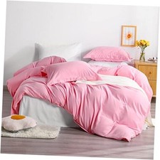 Queen Duvet Cover Set, 1 Duvet Cover and 2 Pillow Shams, Soft Queen/Full Pink