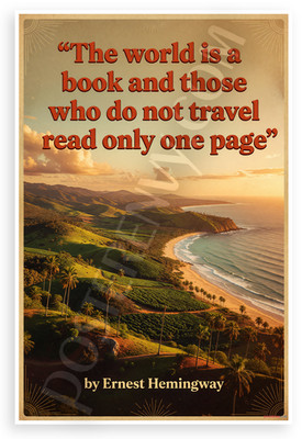 Hemingway World is a Book Travel Quote 12x18 Poster