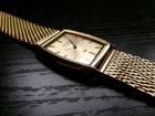 Vintage Seiko Tank Quartz Watch Gold Tone Rectangular Dial Dress Watch 30mm
