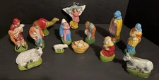 Colorful Handmade Christmas Nativity Set 13 Pieces Christian Vibrant Decor