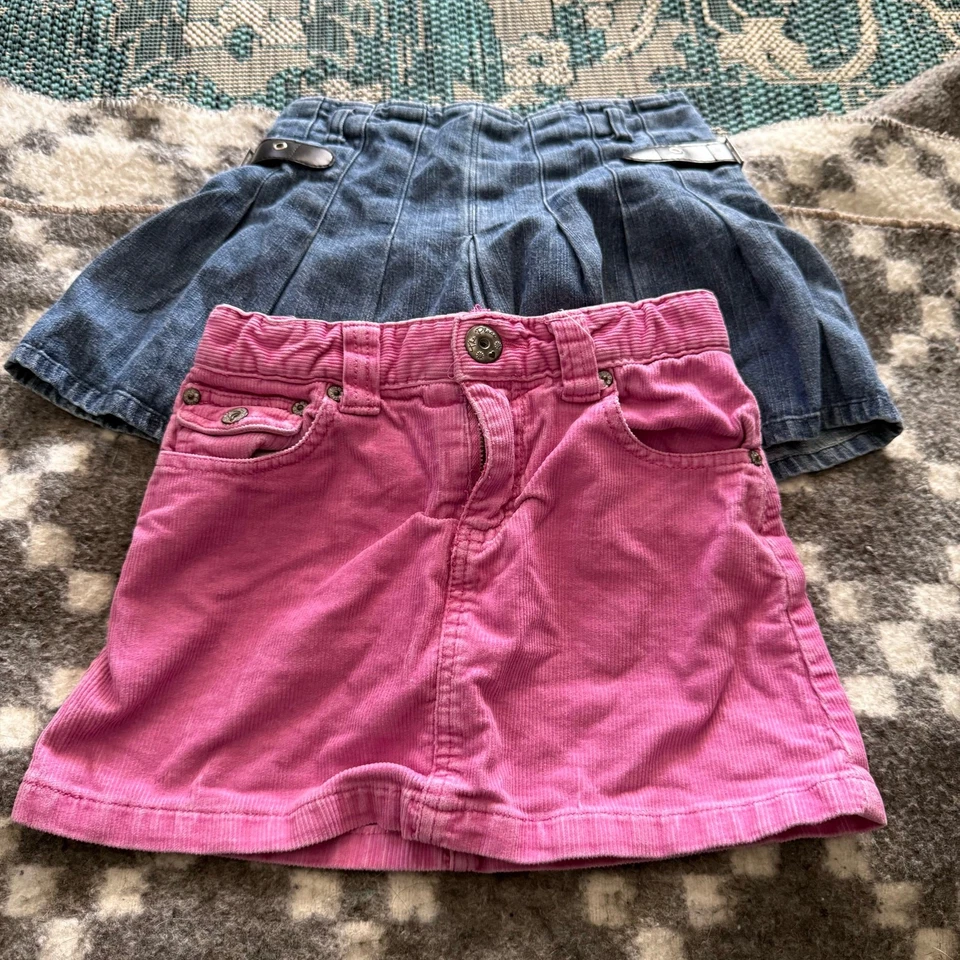 Mary Kate & Ashley Y2k Children's Place Denim & Pink Corduroy Skort Skirt Set 2 - Image 2 of 4