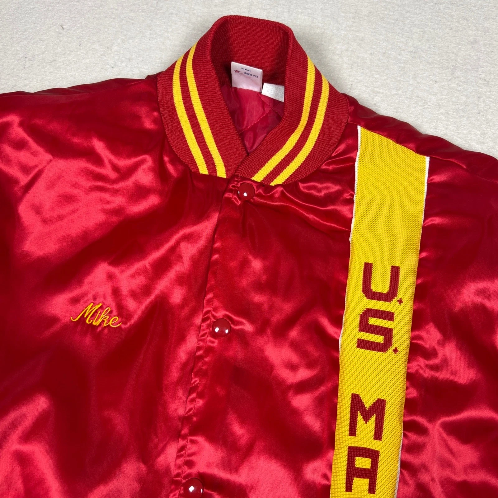 Vintage Soffe US Marines Satin Bomber Jacket Mens XXL Red USMC Embroidered USA - product detail image 1