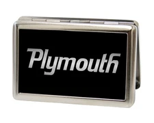 Buckle-Down Metal Wallet-Plymouth Text Logo Fcg Black/Silver Fade 4.0" x 2.9" Mu