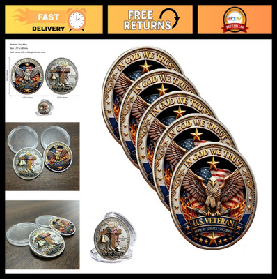 250 Years Freedom Veteran Tribute Coin Set, Eagle Design Challenge Coins, Christ