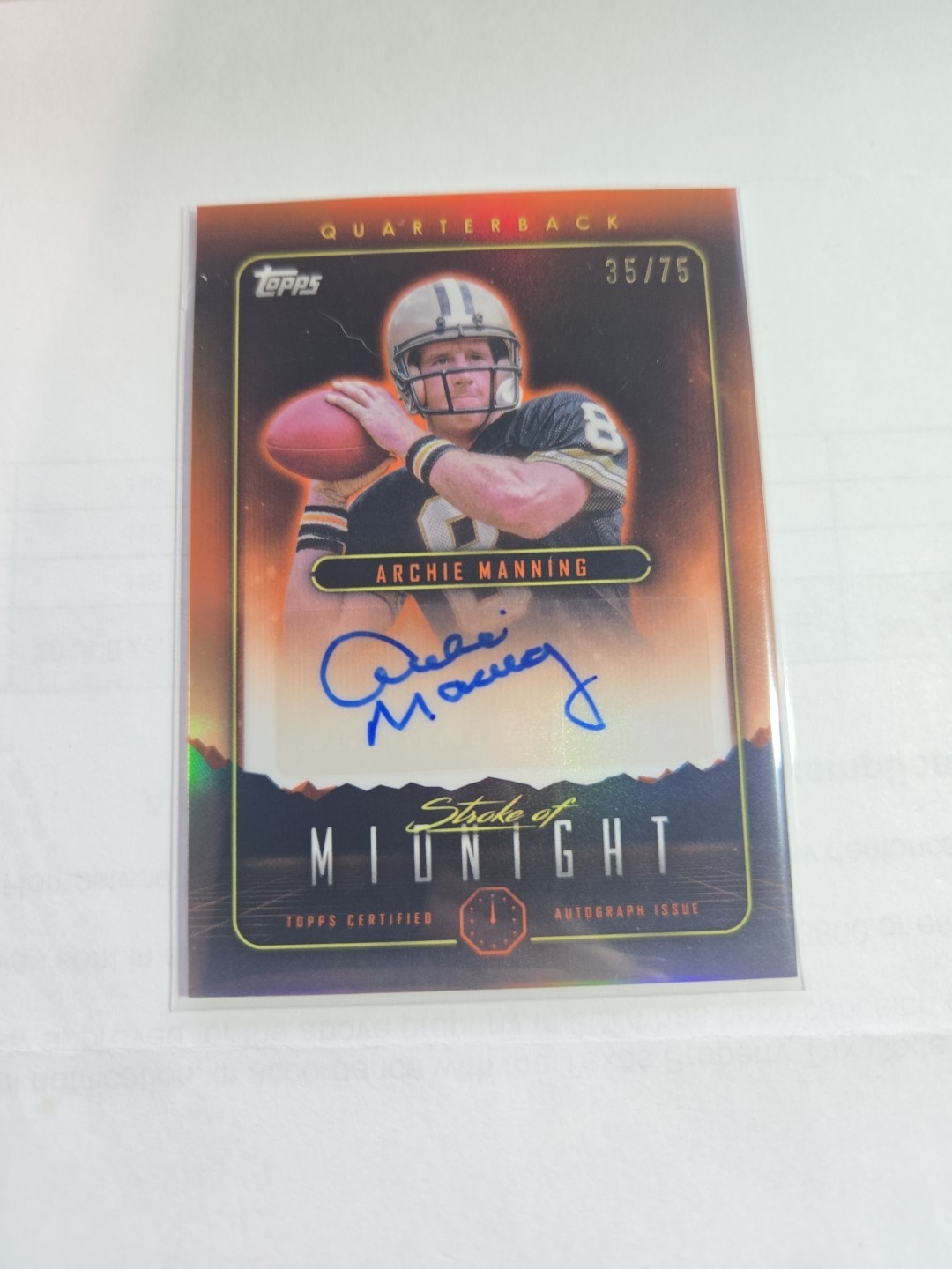 2024 Topps Midnight Archie Manning Dusk Stroke of Midnight Auto #35/75  Saints
