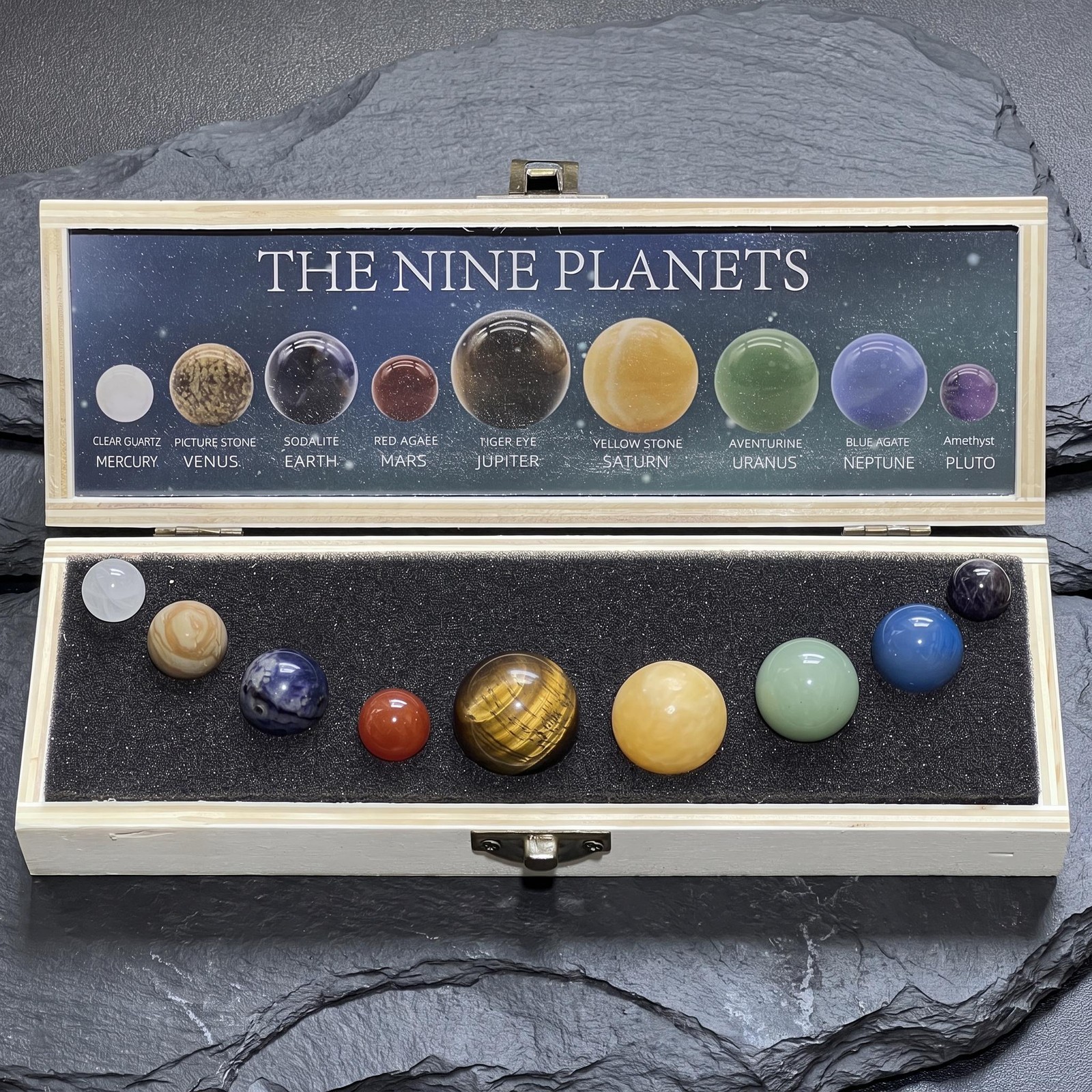 Gemstone Sphere Gift Set Planetary Theme (8 Planets & Pluto) Science Space Gifts