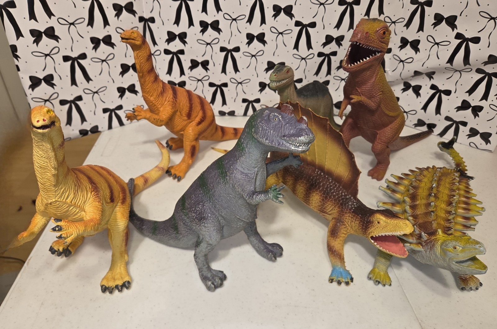 Lot Of 7 Vintage Dor Mei Dinosaurs From 80