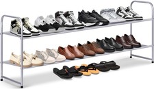 MISSLO 2 Tier Long Shoe Rack for Closet Organizer Holds 2 Tier, Grey