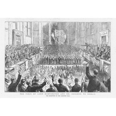 DUBLIN Visit of Lord Hartington and Mr Goschen - Antique Print 1887