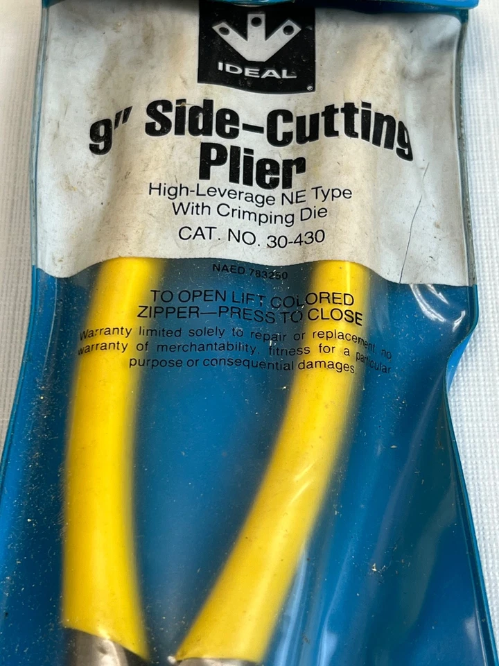 Vintage, 9" Side-Cutting Pliers, Ideal, Cat. No. 30-430, NOS - Image 4 of 4