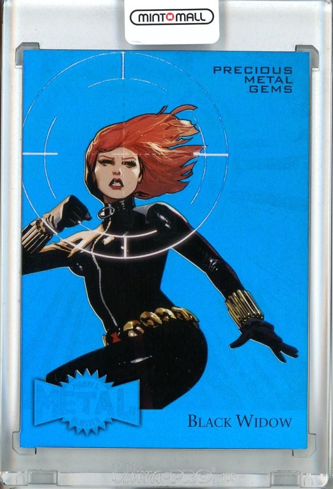 2015 Fleer Retro Marvel Black Widow 1995 Fleer Metal Blaster PMG Blue /50