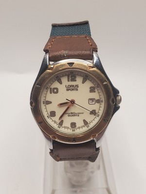 Vtg Lorus V782-0470 Lumibrite Analog Watch Full Lume Dial Day Date, New Battery
