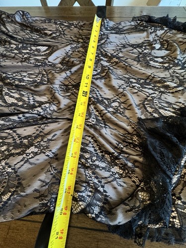 Sz 22 Lane Bryant Lace Black Nude Flutter Short Sleeve Dress Ribbon Belt Midi - Picture 10 of 17