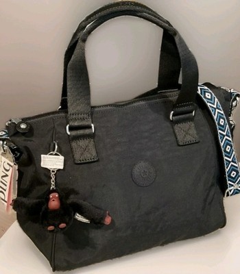 KIPLING Shoulder/Crossbody AMIEL KIA3X7 Black Multi Web Strap Monkey NWT