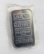 1 oz .9995 Fine Platinum Bar - Johnson Matthey - Vintage Bar 3300.00 per troy oz