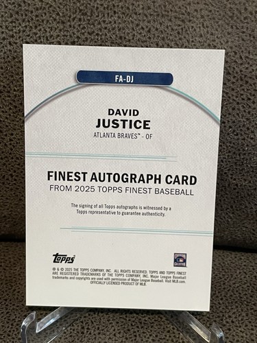 🔥David Justice 2025 Topps Finest On Card Auto Blue /150 Braves - Picture 6 of 6
