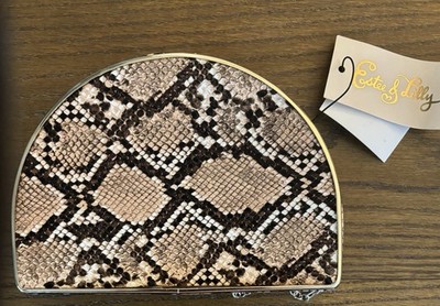 Ester & Lilly Faux Snakeskin Crossbody Hard Half Circle Bag With Chain Strap NEW