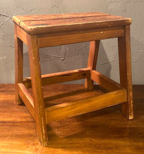 Vintage Japanese Wooden Step Stool Scaffolding Bench W31.5×D19×H32cm Showa Retro