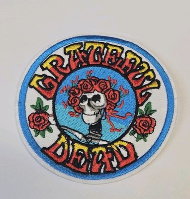 Grateful Dead Rose Haired Skull - Embroidered Iron On Patch - Round Patches
