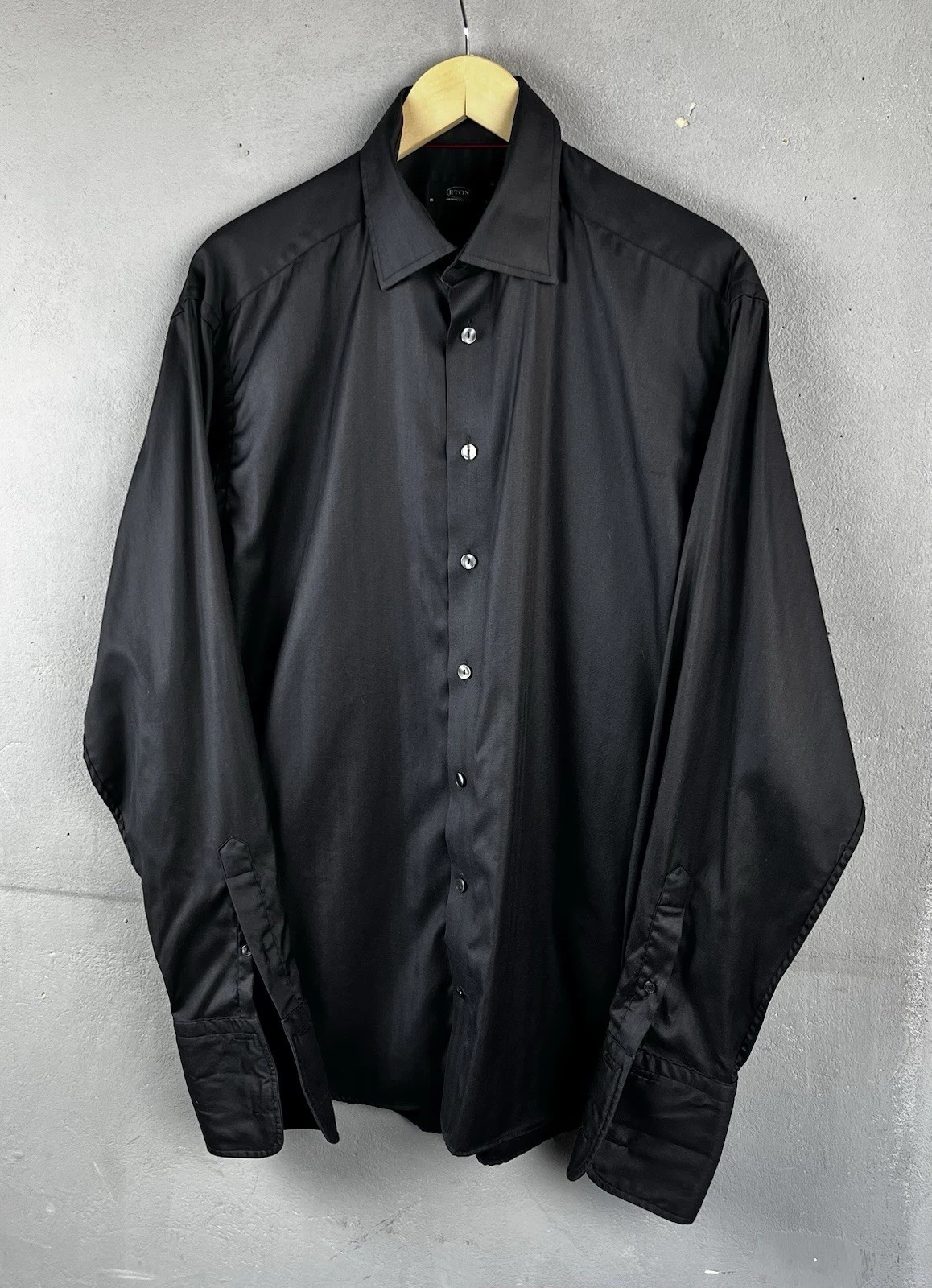 Eton Mens Button Black Shirt Size L
