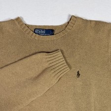 VTG 90s Polo Ralph Lauren Sweater Brown Classic Fit Pony Knitted Cotton Mens LG