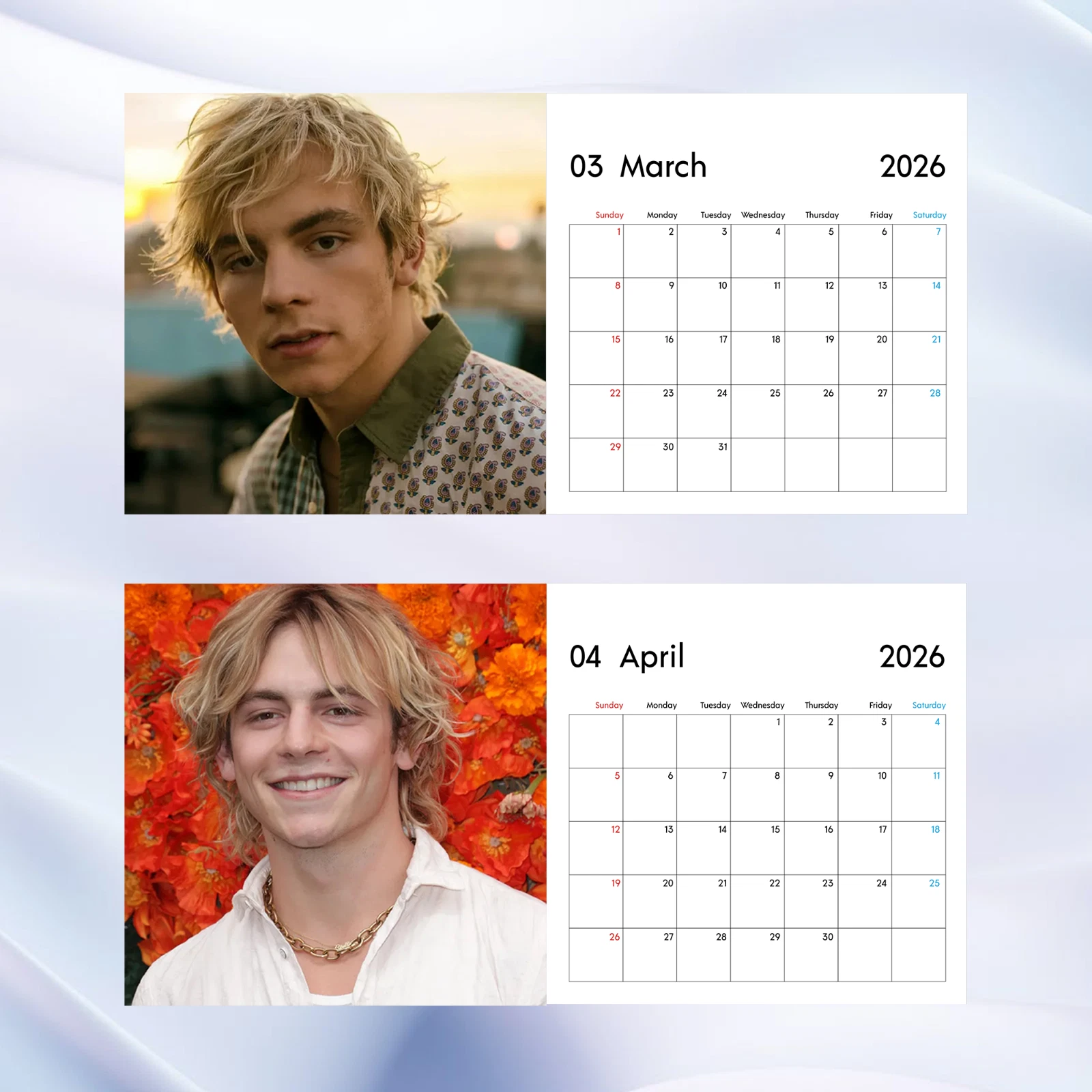 Ross Lynch 2026 Calendar, Music Star Wall Calendar, Teen Idol Gift for Fans