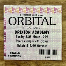 Orbital Concert Ticket Stub Brixton Academy London 28 March 1999