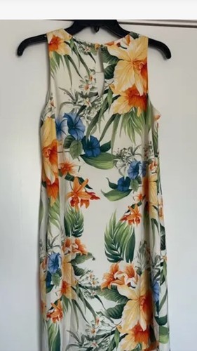 Tommy Bahama creme Blumen Baldachin Kaleidoskop Seide ärmellos Seide Etuikleid M - Bild 8 von 9