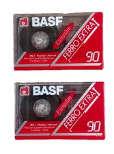 2 New BASF Ferro Extra I 90 Min Blank Cassette Tapes.