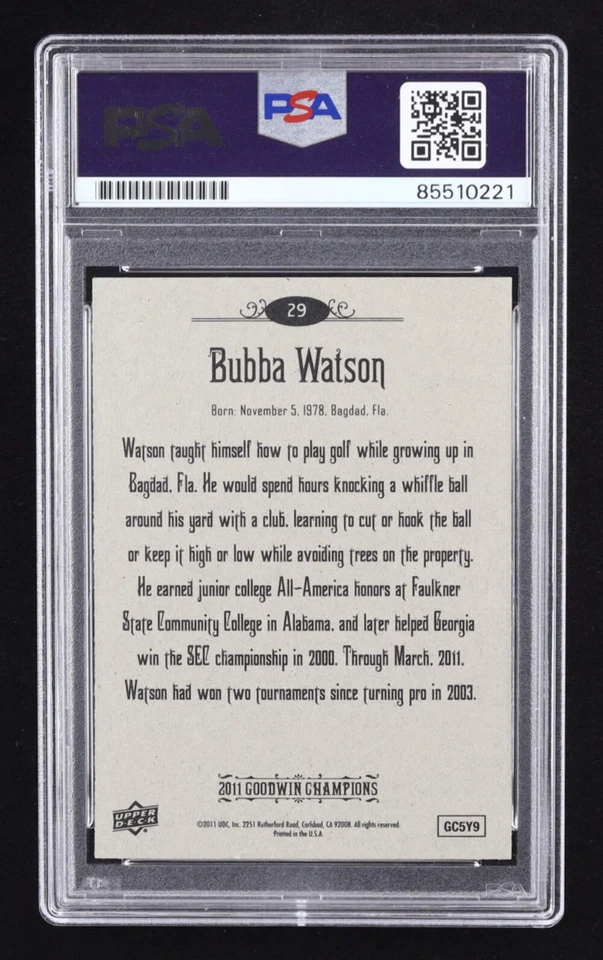 Bubba Watson Signed 2011 Upper Deck Goodwin Champions #29 RC (PSA Authentic Auto - Image 2 of 2