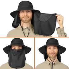 Men Women UV Protection Sun Hats Neck Face Flap Cap Wide Brim Fishing Bucket Hat