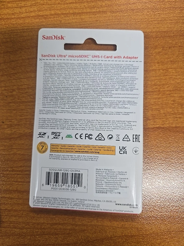 SanDisk Ultra 128 GB MicroSDXC UHS-I Card With Adapter - Image 2 of 2