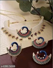 Indian Bollywood Gold Plated Kundan Choker Bridal Necklace Earrings Jewelry Set