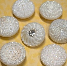 VTG Iridescent Luster AB Glass Button Lot Rhinestone Aurora Borealis Czech 3/4  