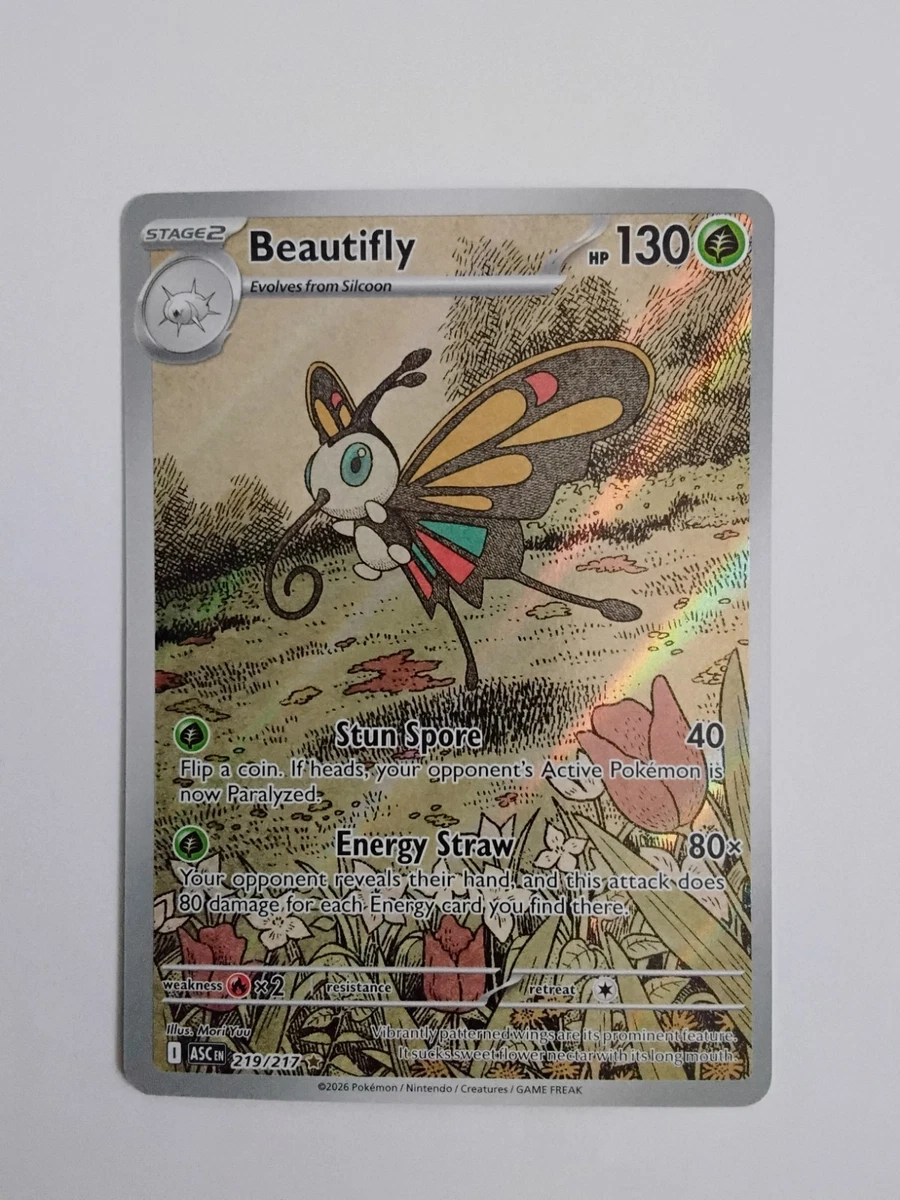 beautifly pokemon card value #219 PSA 10 Price: $159  Raw $7 008/196 / Holo Rare Card Type / HP / Stage Beautifly AR 194/193 M2a MEGA