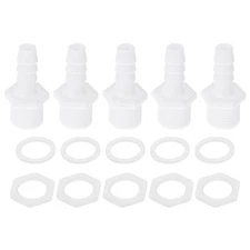 Plastic Hose Barb Fitting 25/64 Hose ID G1/2 Male Barb Connector 1 Set