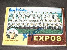 1975 EXPOS KEN SINGLETON & RON FAIRLY DUAL SIGNED AUTOGRAPH TOPPS BASEBALL CARD