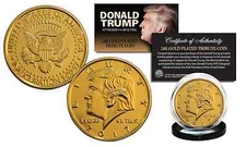 2017 DONALD TRUMP OFFICIAL Presidential 24K Gold Plated Tribute Coin with COA