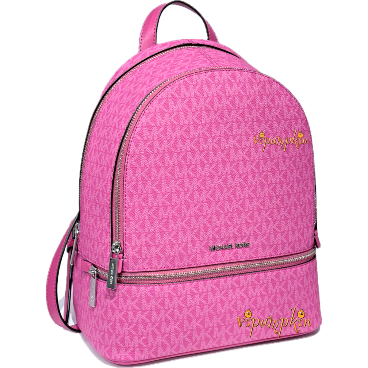 Michael Kors Rhea Medium Signature Logo Backpack MK Dragonfruit