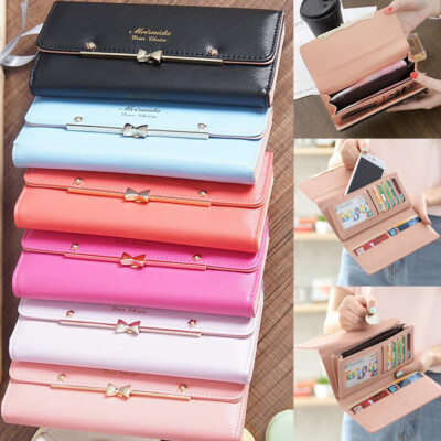 Women's Leather Clutch Bag Folding Handbag ID Card Holder Wallet Phone Bag  Gift