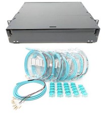 2U 48 Port 19" Rack Mount Fiber Enclosure OM3 10Gb LC-UPC Kit w 8 x 3M 12 Strand